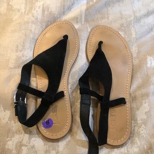 Black suede j crew sandals